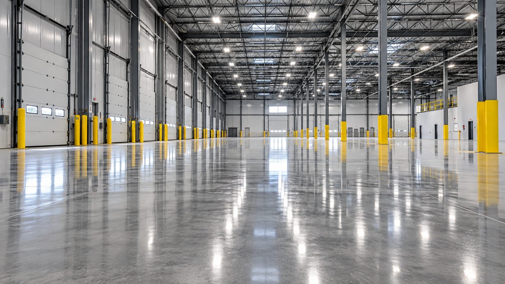 Large coated commercial facility floor