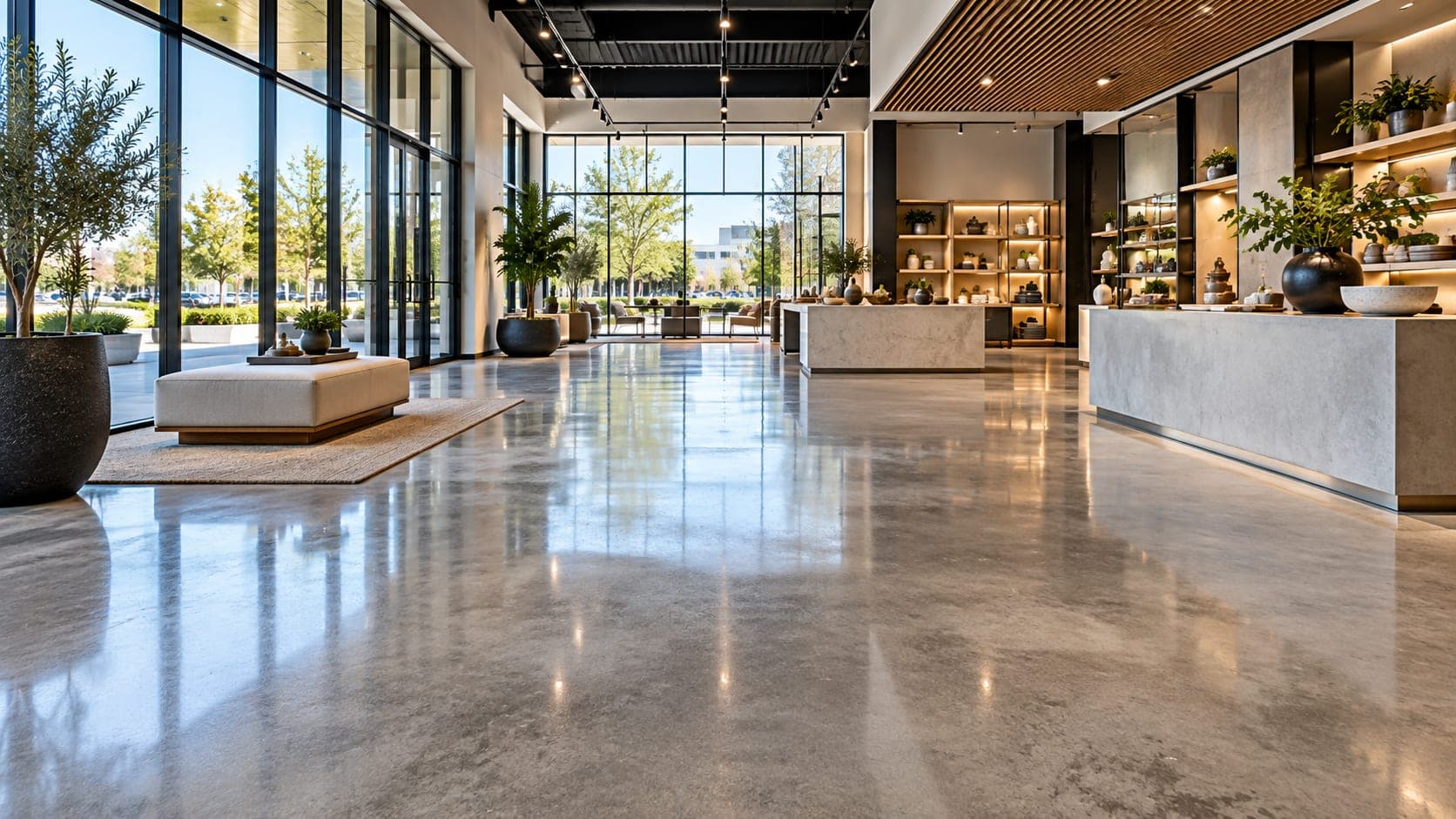 Large coated commercial floor