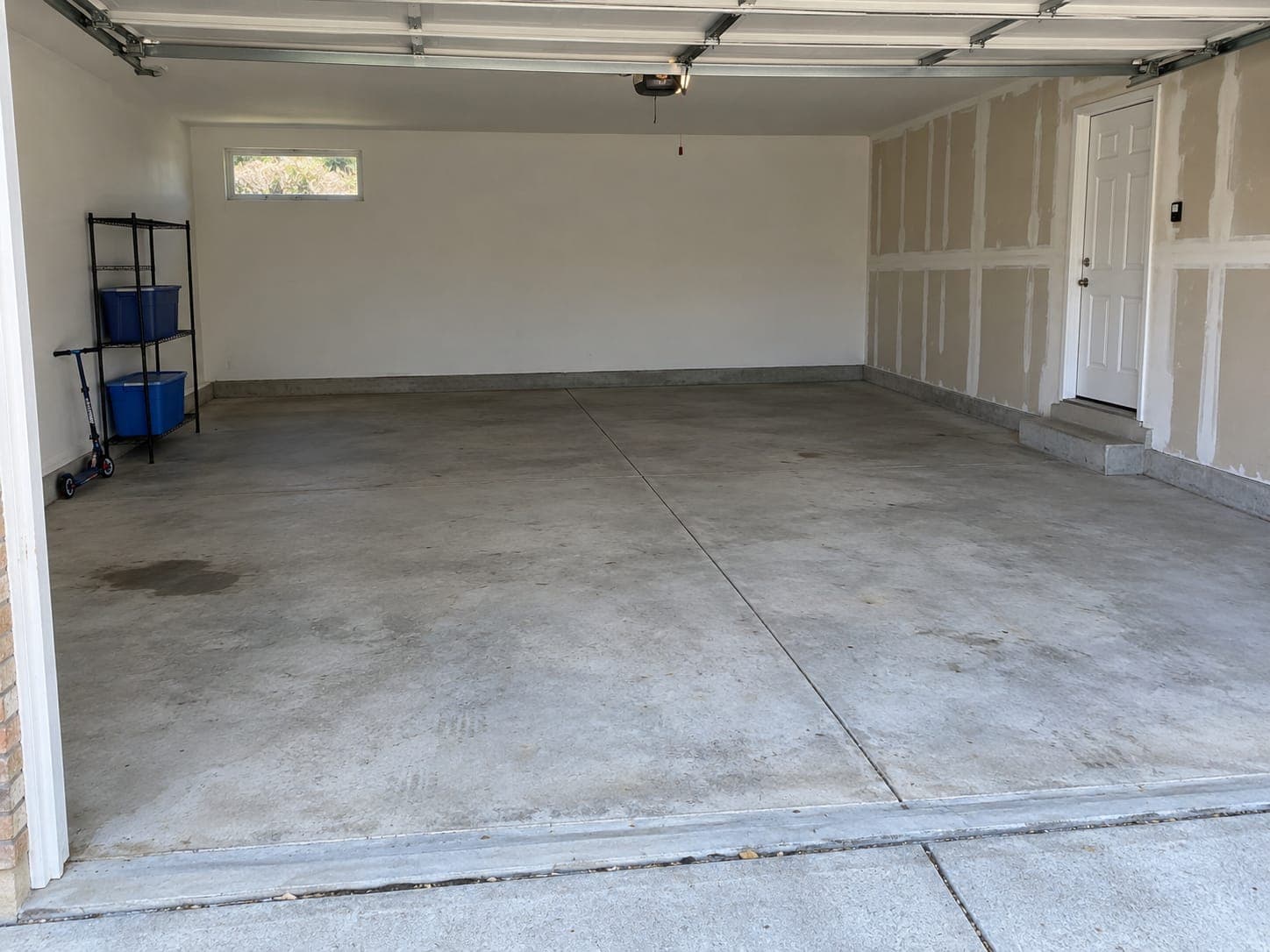 Garage floor before coating: bare concrete