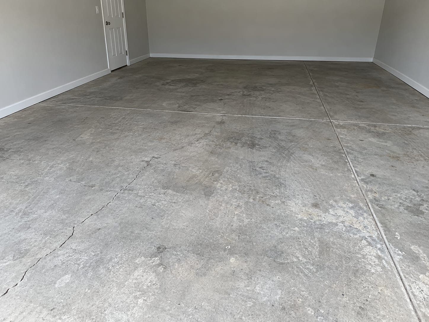 Garage floor before coating: bare concrete