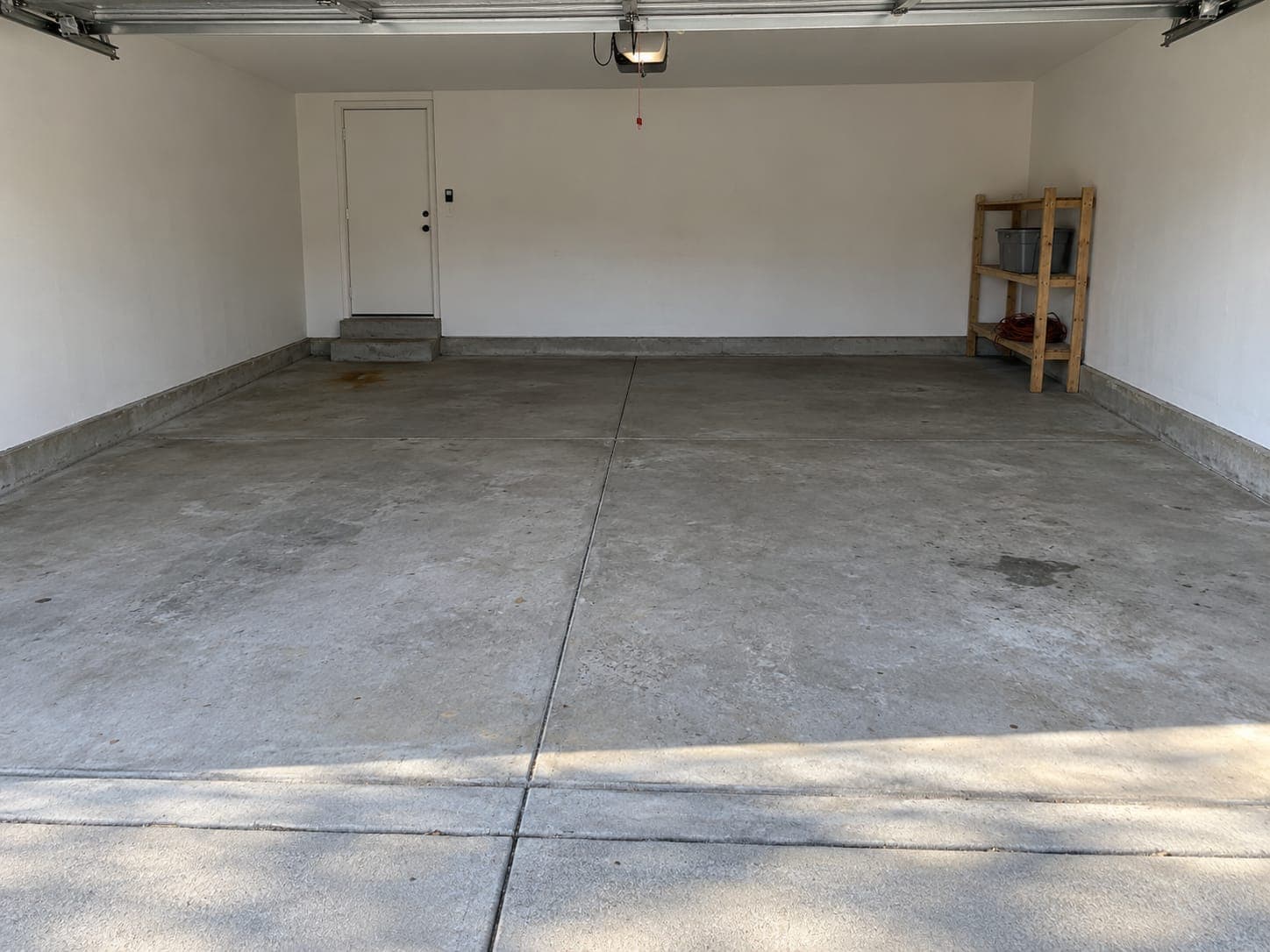 Garage floor before coating: bare concrete