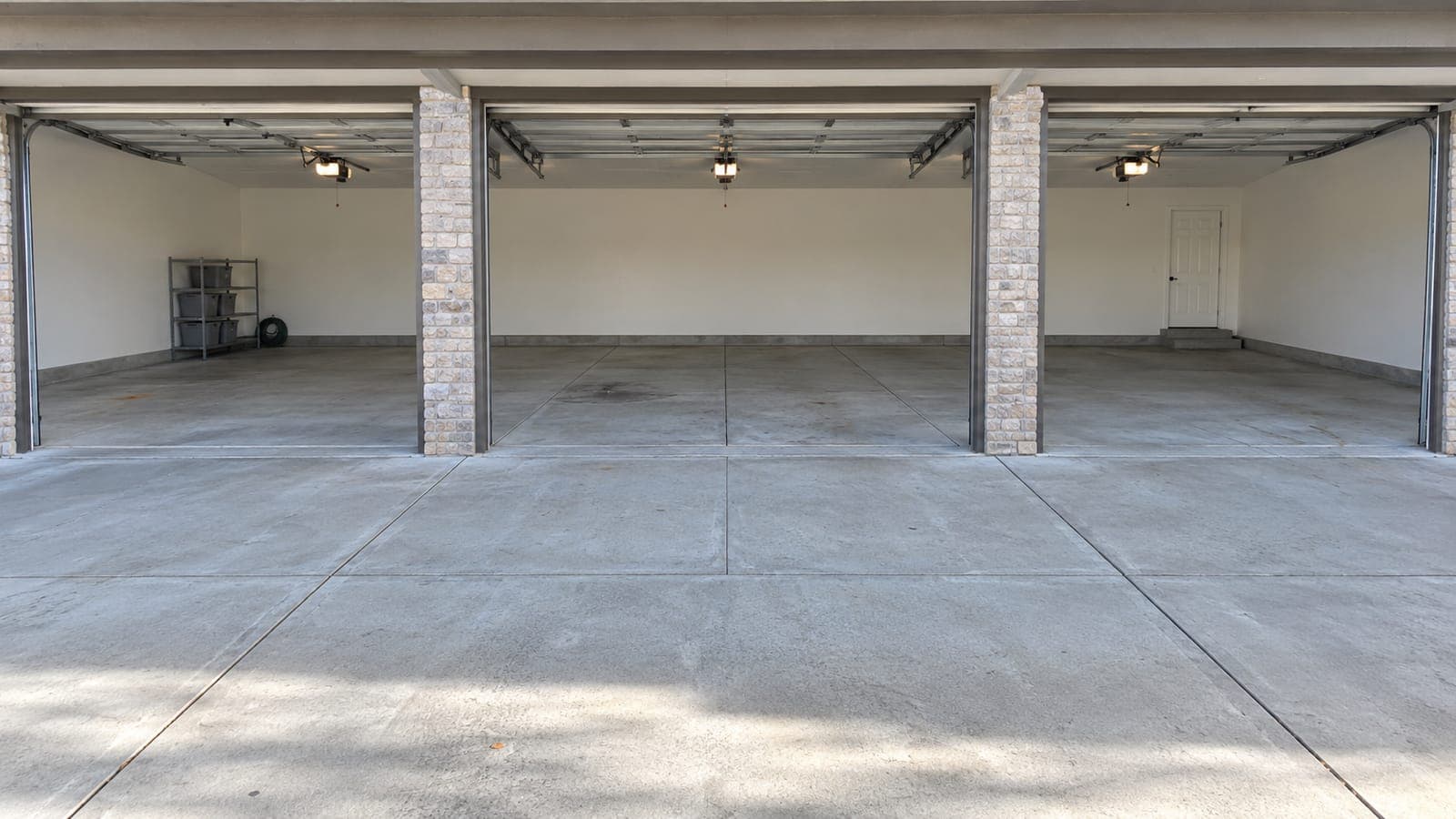 Garage floor before coating: bare concrete
