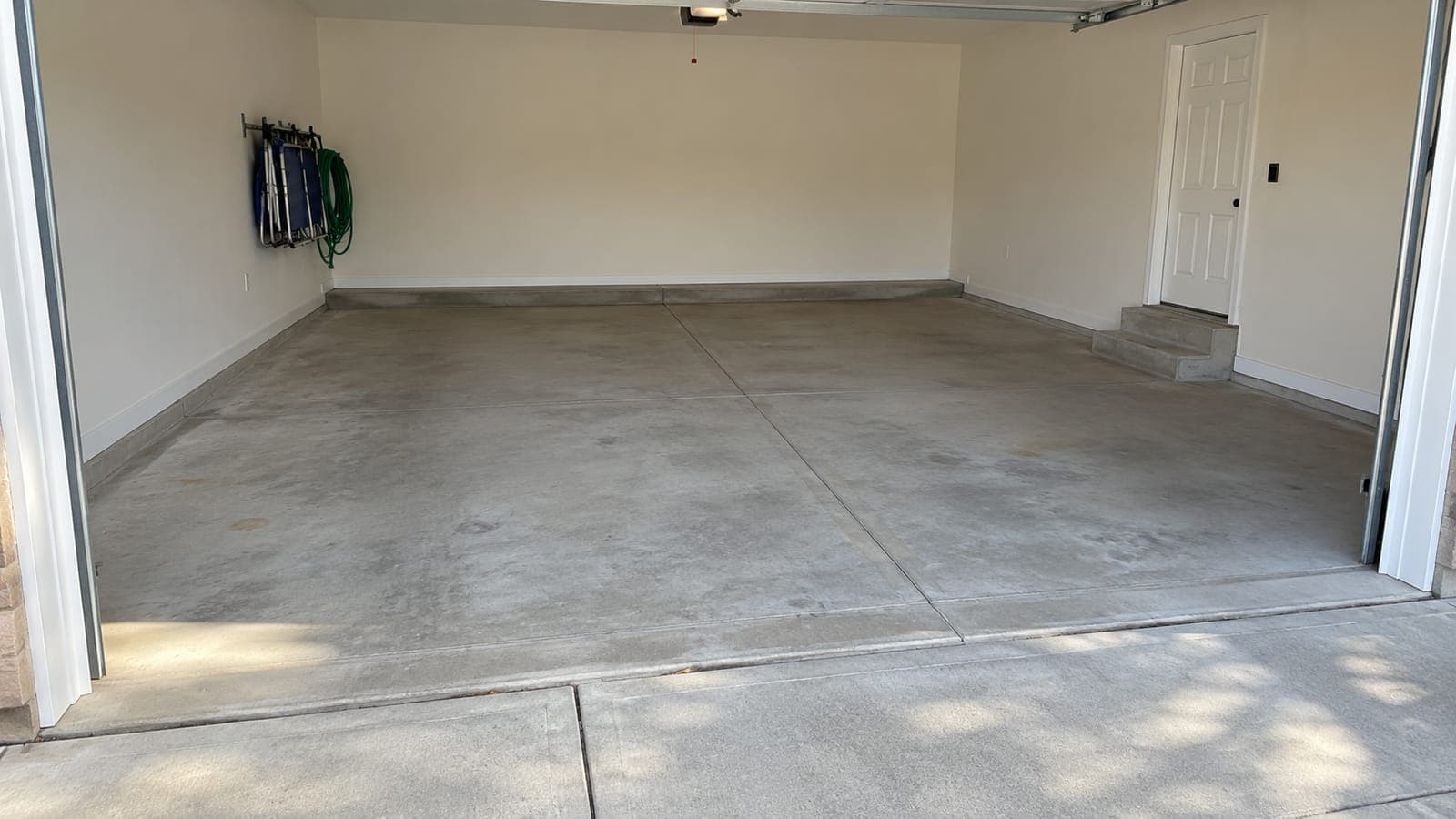 Garage floor before coating: bare concrete