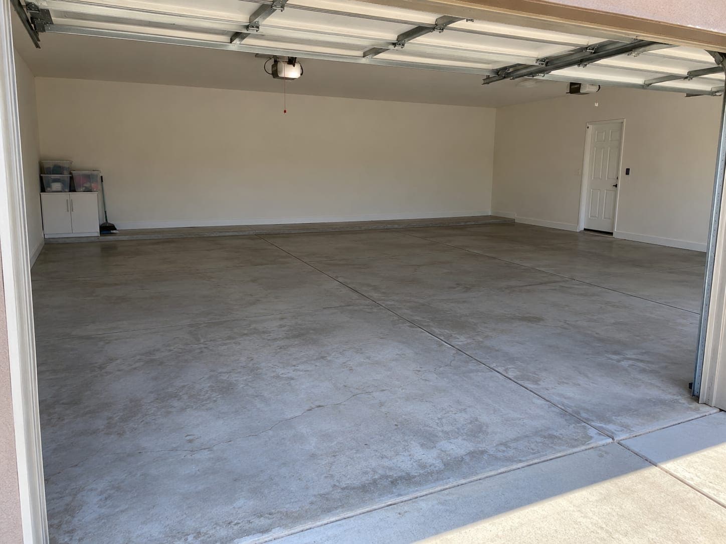 Garage floor before coating: bare concrete