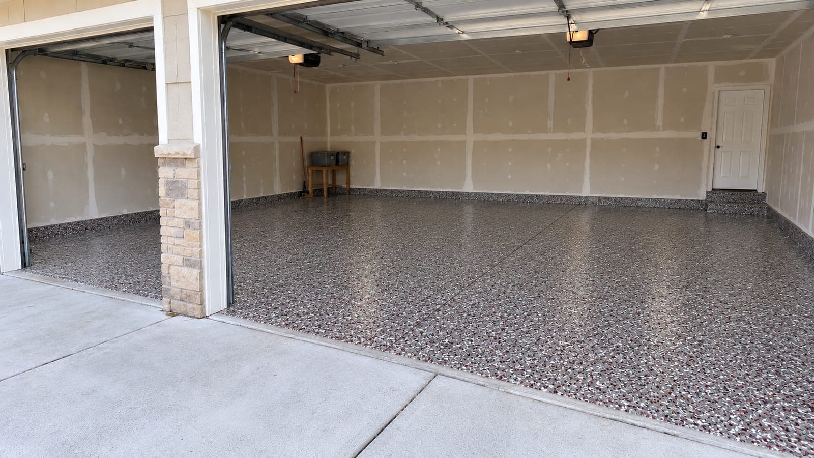 The same garage floor after a full-flake coating