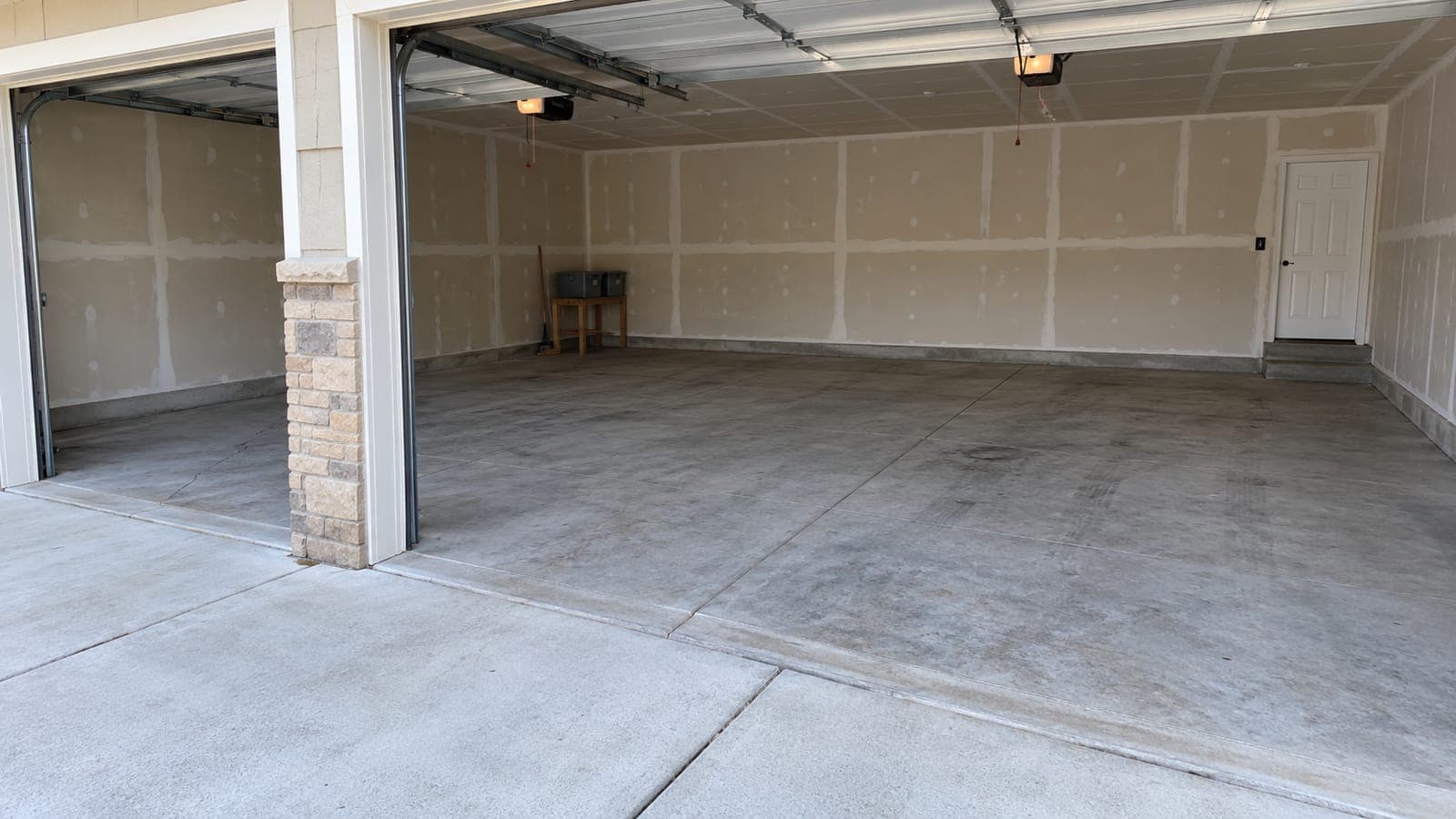 Garage floor before coating: bare concrete