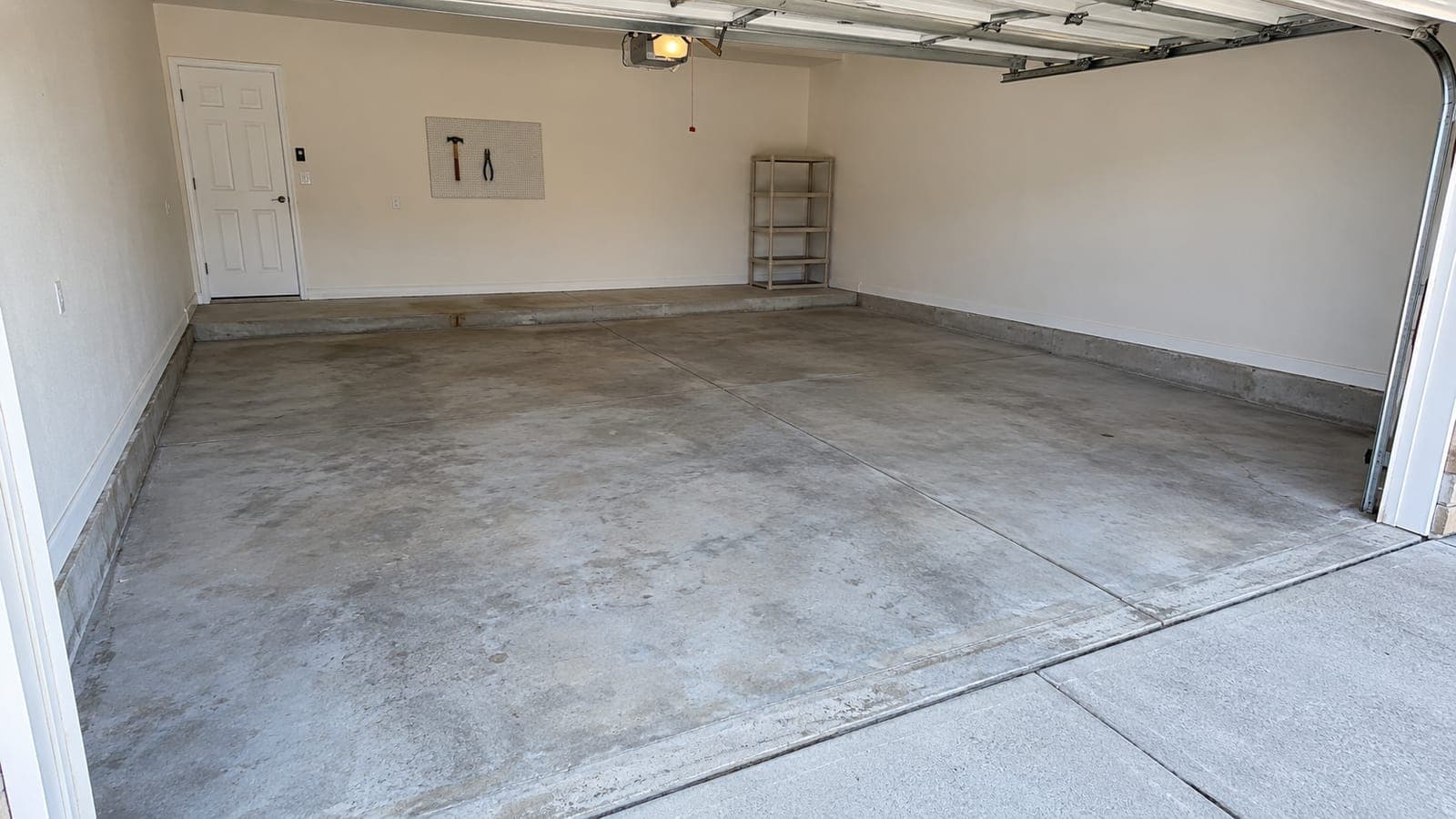 Garage floor before coating: bare concrete