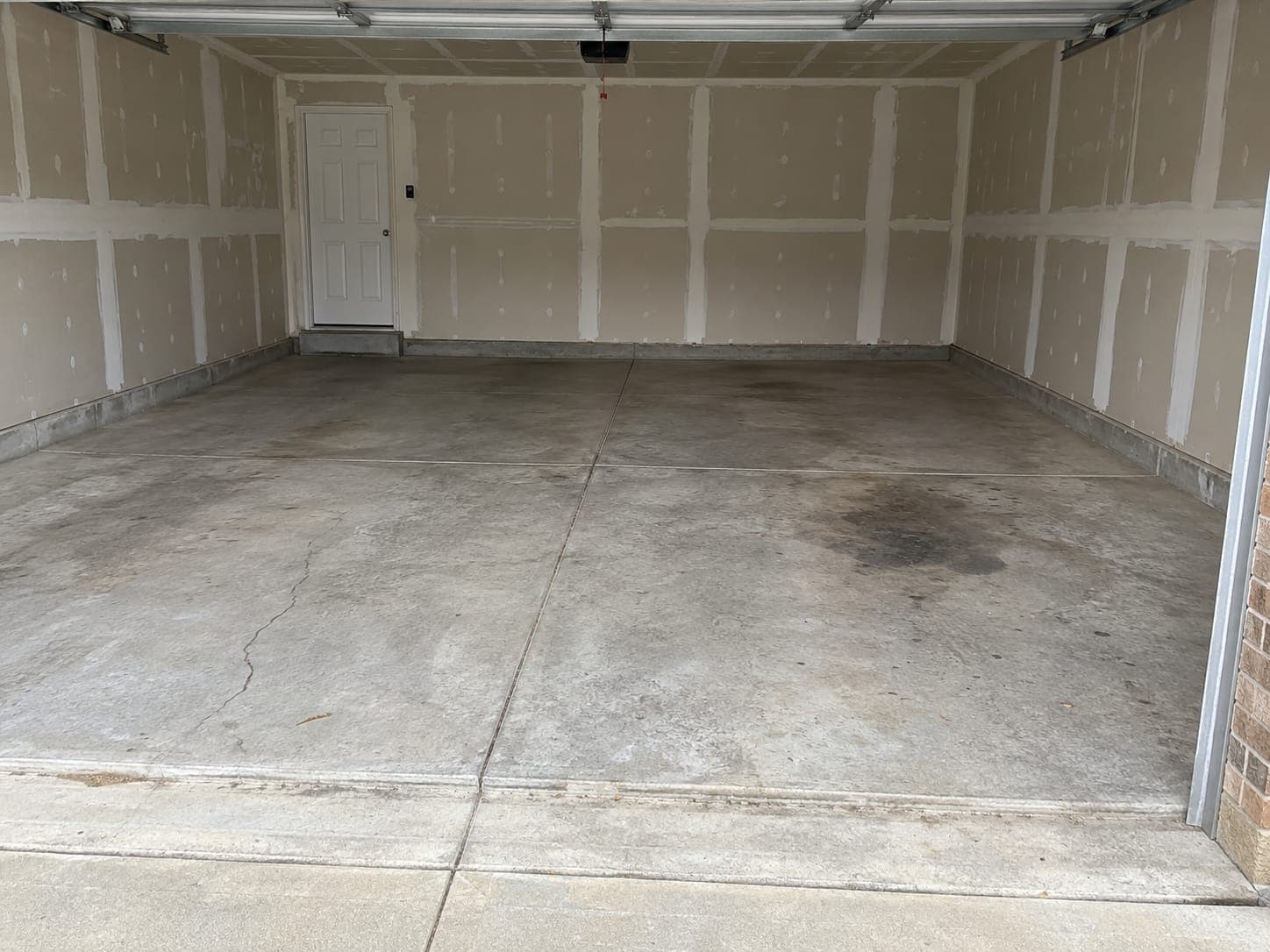 Garage floor before coating: bare concrete