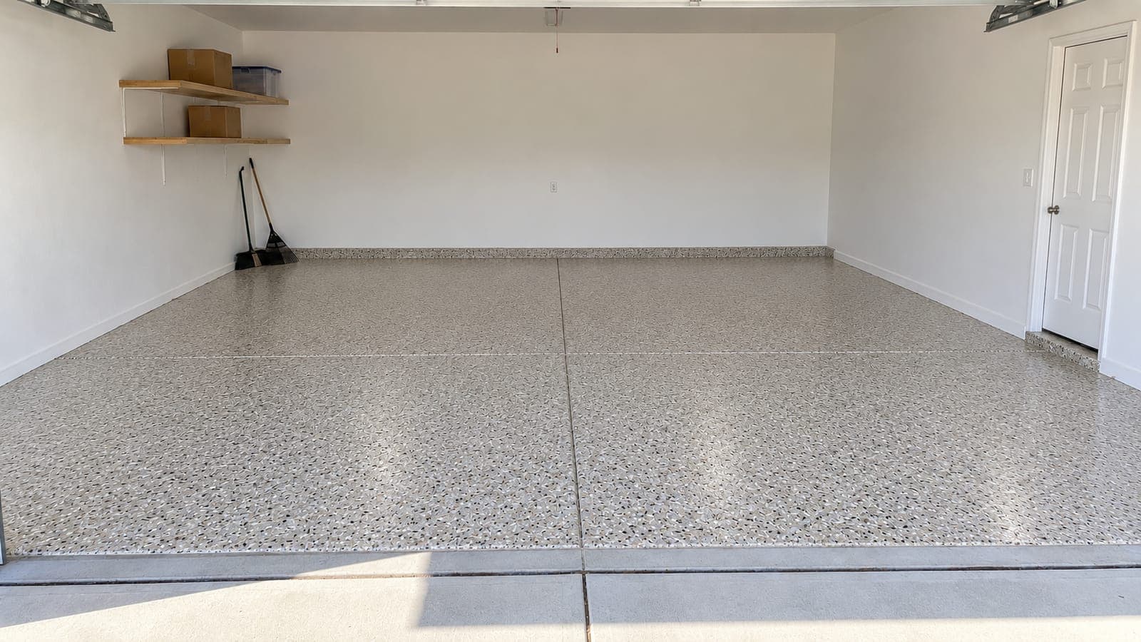The same garage floor after a full-flake coating