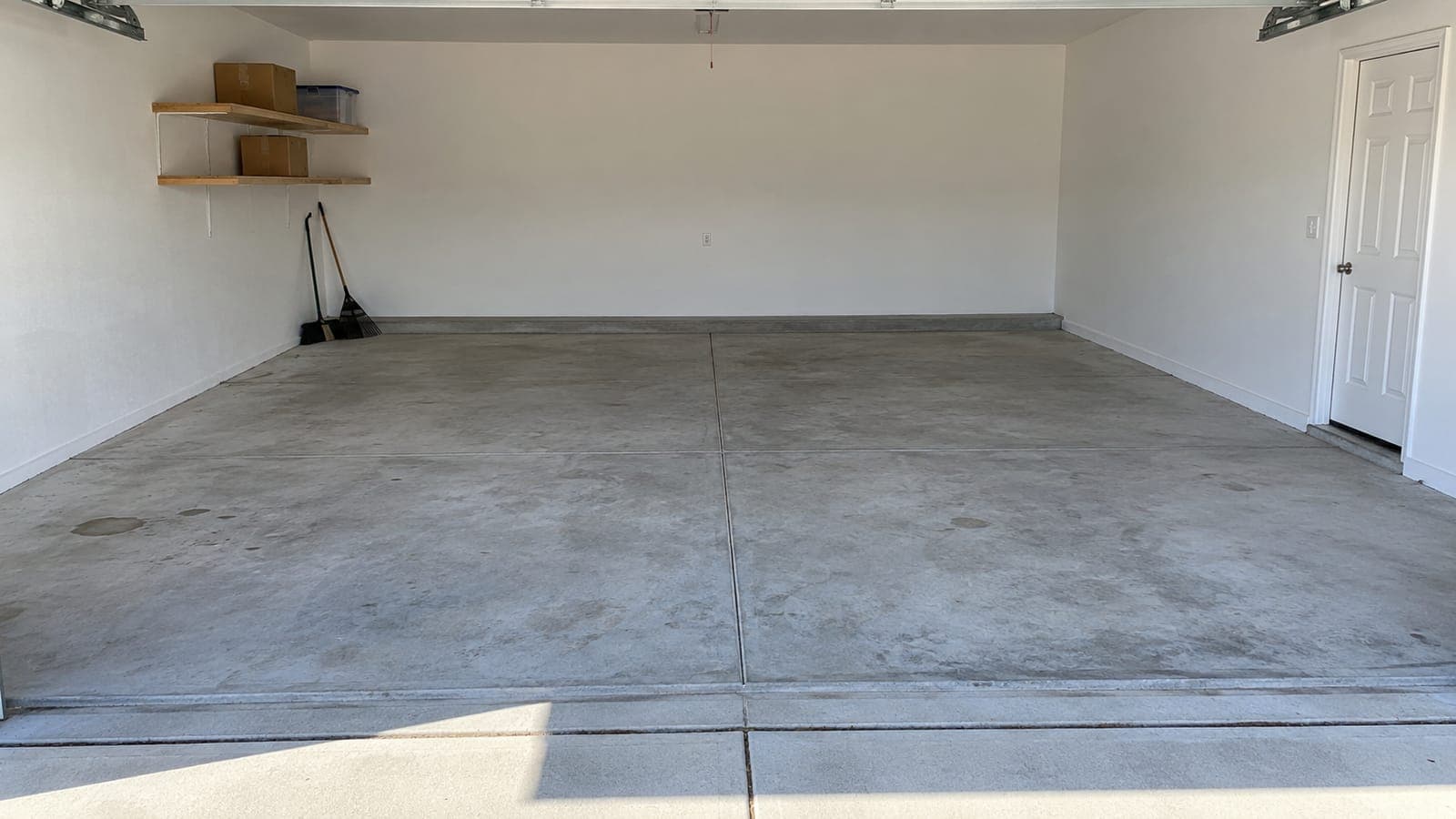 Garage floor before coating: bare concrete