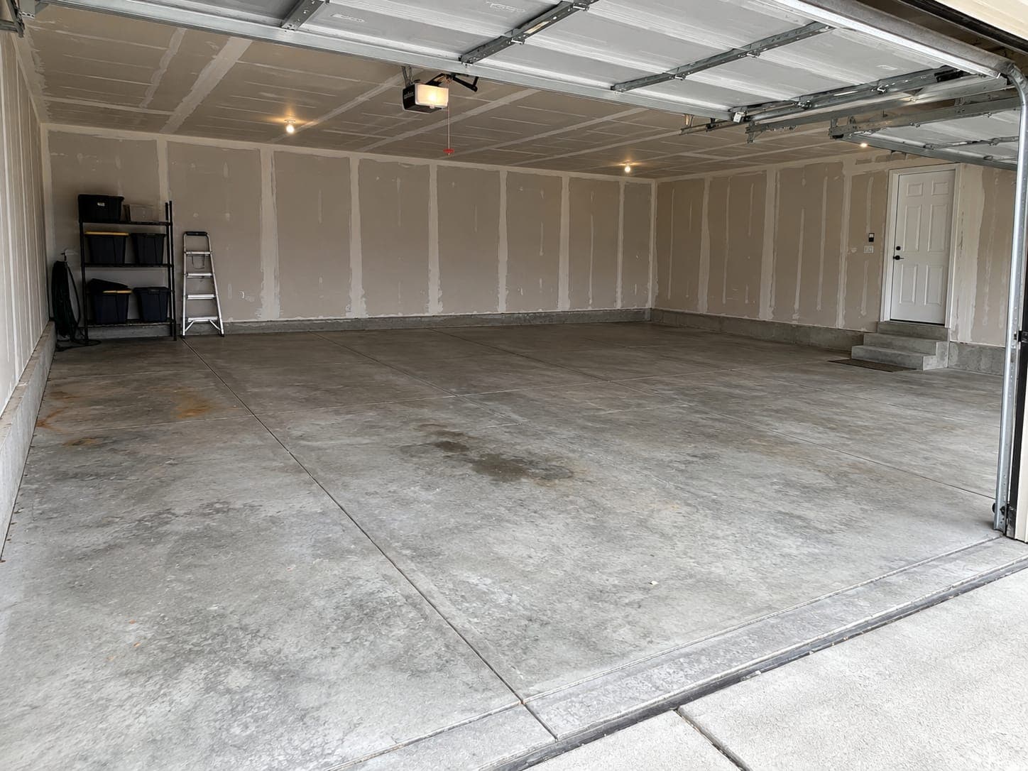 Garage floor before coating: bare concrete