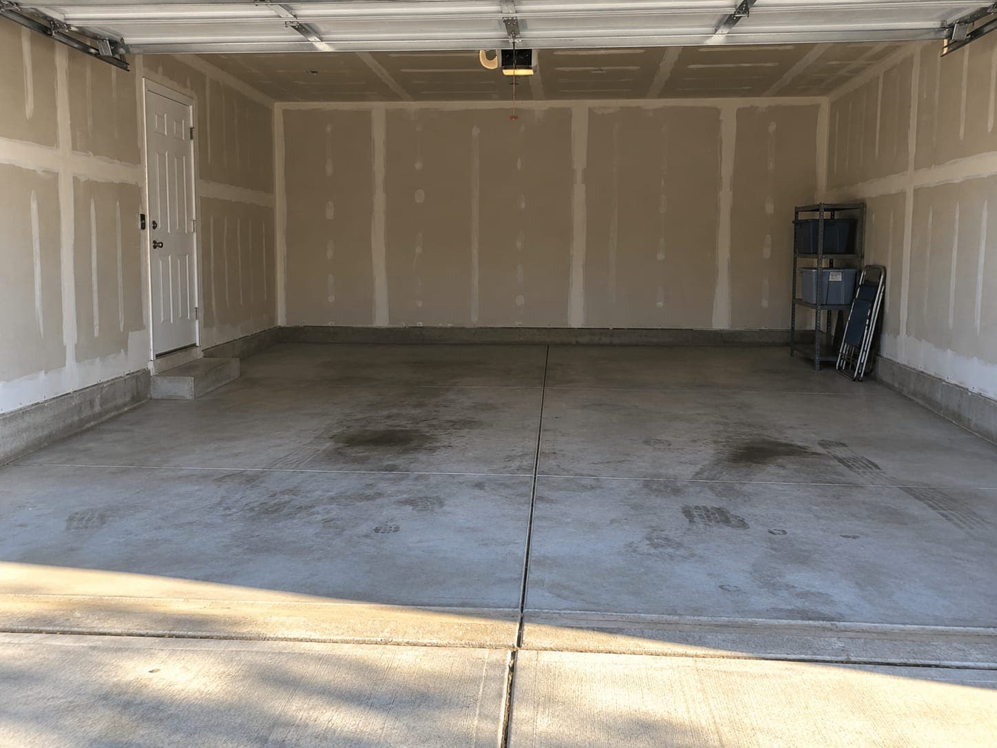 Garage floor before coating: bare concrete