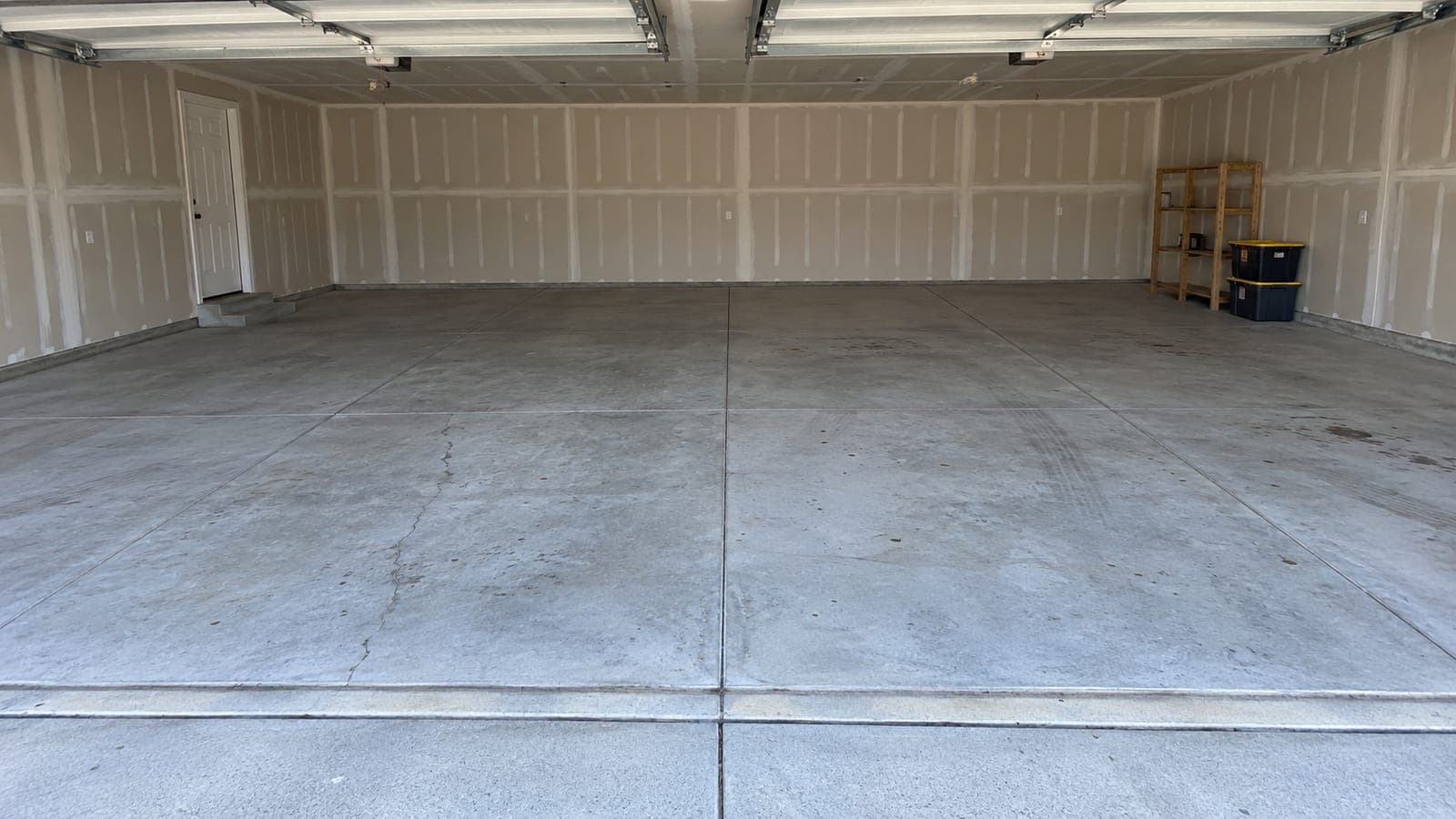 Garage floor before coating: bare concrete