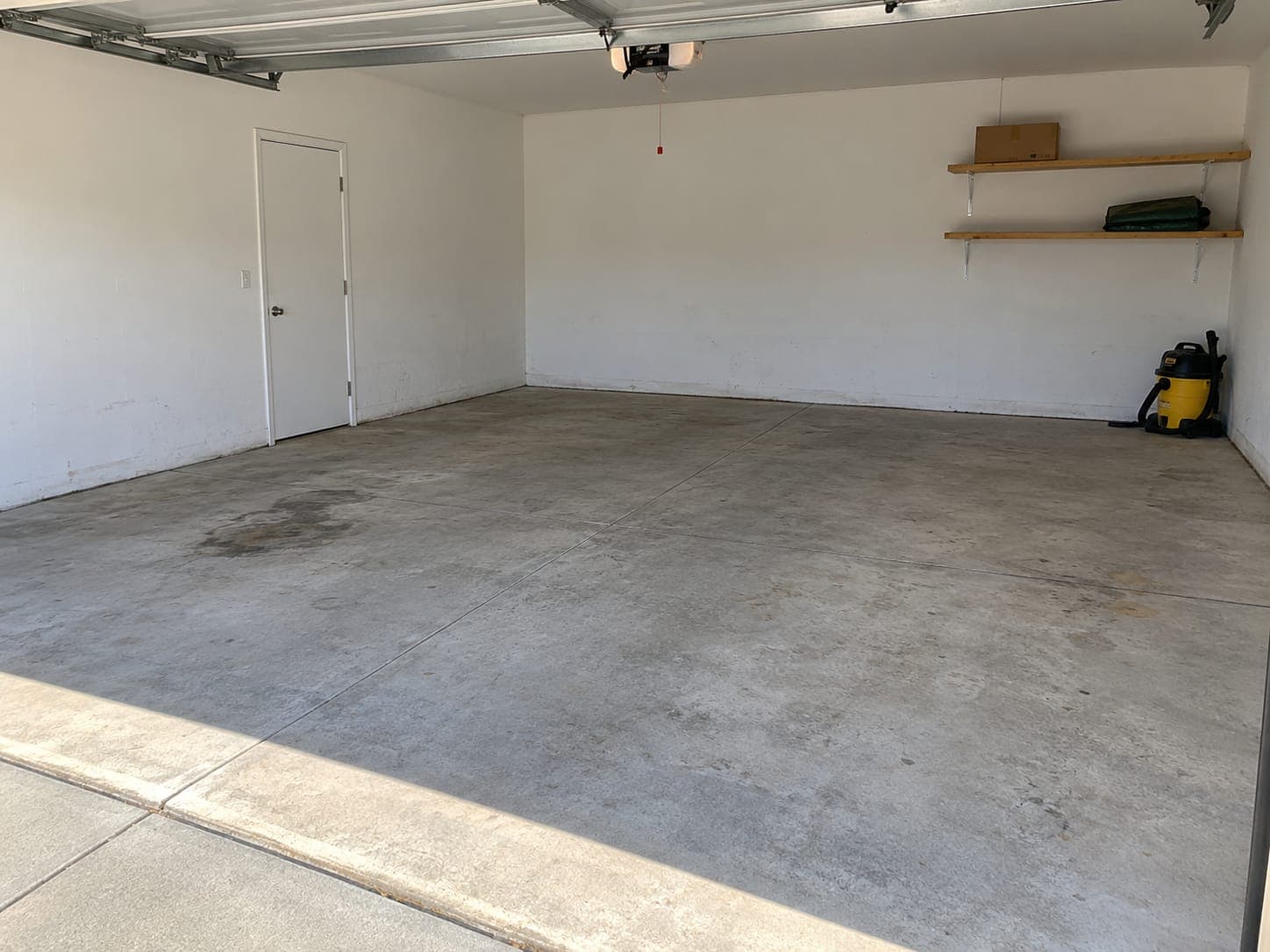 Garage floor before coating: bare concrete