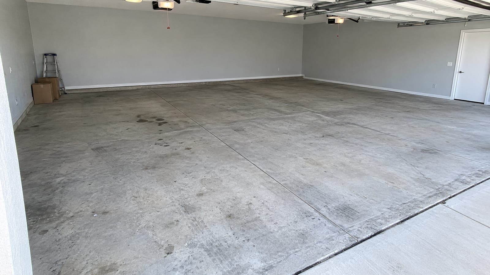 Garage floor before coating: bare concrete